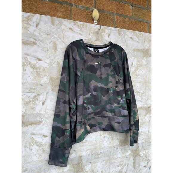 Nike Rebel Camo Dri-fit Crop Jersey Sweatshirt Camouflage Women’s Size XL - Picture 5 of 10